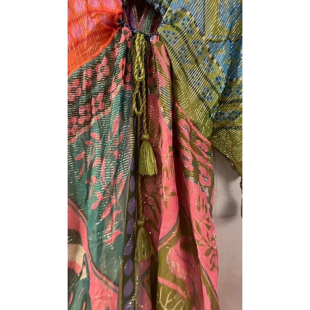 FARM Rio Multicolor Patchwork Midi Dress in Teal, Coral & Mustard - Picture 5 of 8